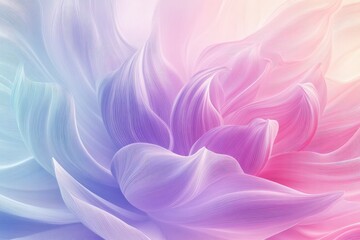 Fototapeta premium An abstract lotus with flowing, wavy lines representing the petals, using soft pastel colors that blend seamlessly into each other, creating a calming effect