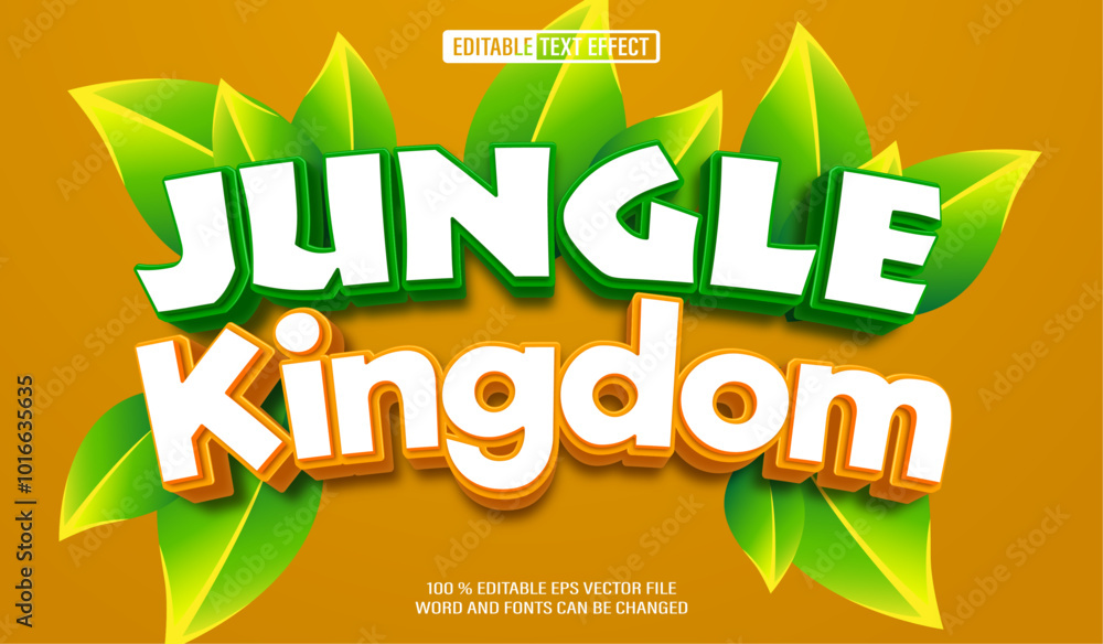 Poster editable 3d text style effect - jungle kingdom text effect template