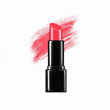 recommend clip art: Smear of beautiful pink lipstick on white background