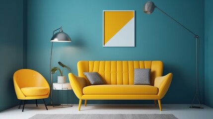 The modern simple design style sitting room composed of sofa and coffee table,generated with AI. 