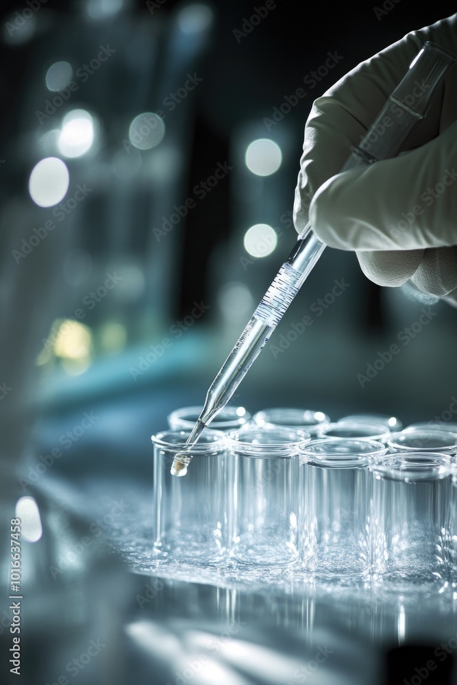 Poster a person working in a laboratory setting with a pipe in hand.