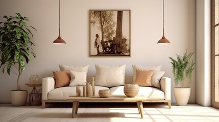 The modern simple design style sitting room composed of sofa and coffee table,generated with AI. 
