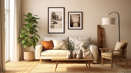 Fototapeta premium The modern simple design style sitting room composed of sofa and coffee table,generated with AI. 