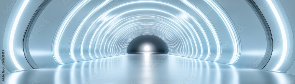 Aufkleber a futuristic tunnel with glowing lines and a smooth floor, creating an atmosphere of modernity and i