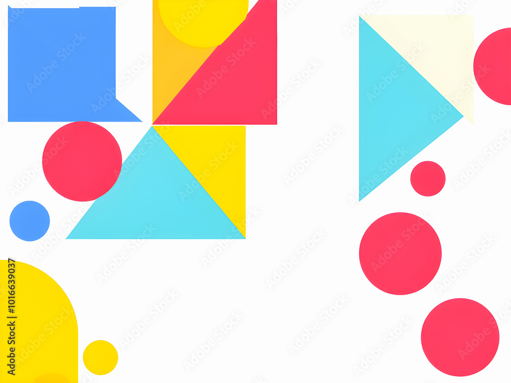 Poster abstract geometric background with multicolored circles and triangles. vector illustration