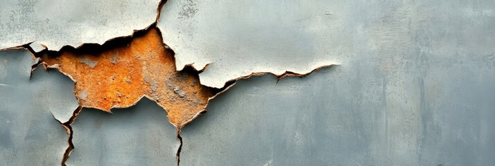 Close-up of a weathered wall with peeling paint and rust, showcasing textures and colors of decay.