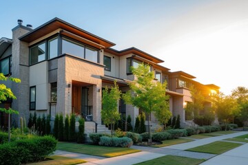 Obraz premium Asian contemporary townhouse architecture building suburb.