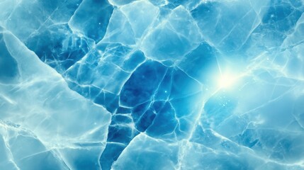 Obraz premium Close-up view of icy textures and patterns, showcasing bright blue hues and intricate crystal formations.
