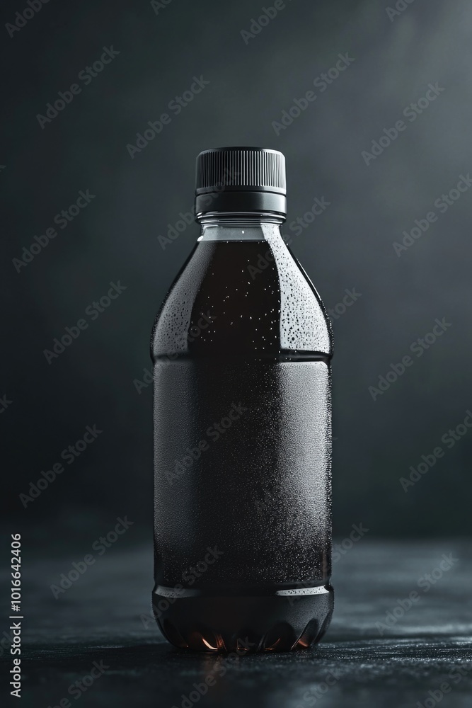 Poster a soda bottle sitting on a table with no other objects in view.