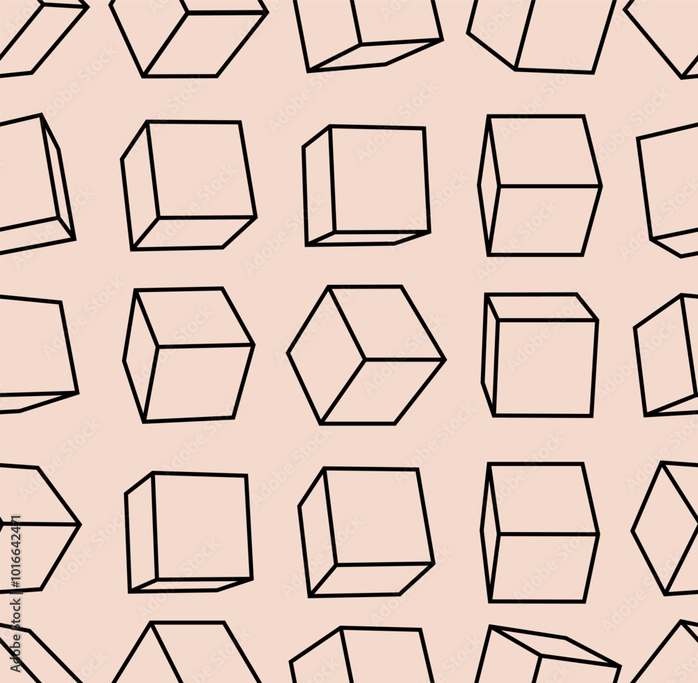 Poster seamless geometric pattern. geometry grid graphic. vector seamless pattern with 3d isometric cubes b