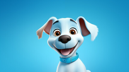 Smiling Cartoon Dog. Black and white cartoon dog with a big, toothy grin. The dog’s expressive eyes and playful smile make it a perfect image for pet-related products, children’s illustrations