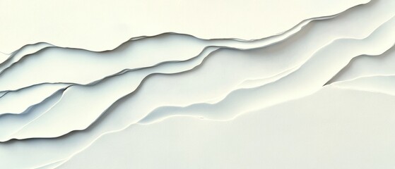 Abstract layered paper texture with soft curves on a white background, ideal for design projects.
