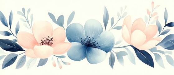 Watercolor flowers in soft colors, perfect for invitations or decor, on a white background.