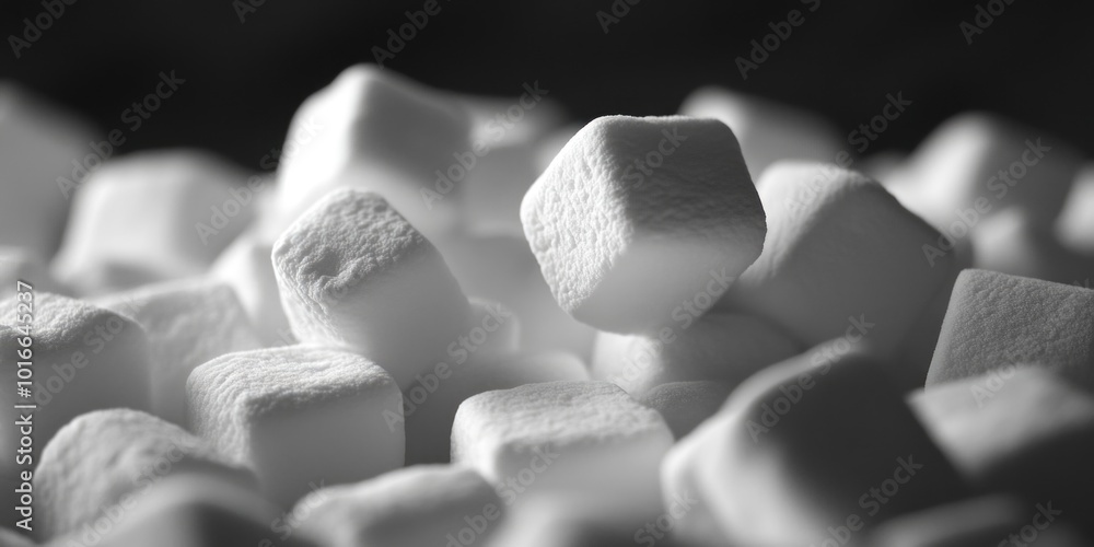 Poster A stack of marshmallows piled high, perfect for a sweet treat or decoration.