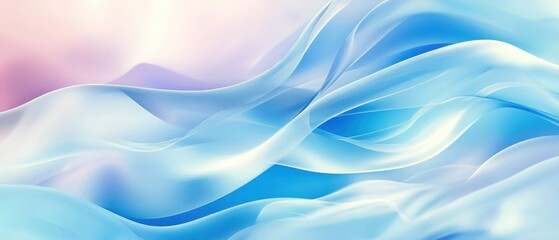 Abstract blue and pink flowing waves on a soft background, creating a calming and serene atmosphere.