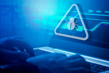Malware attack virus alert , malicious software infection , cyber security awareness training to...