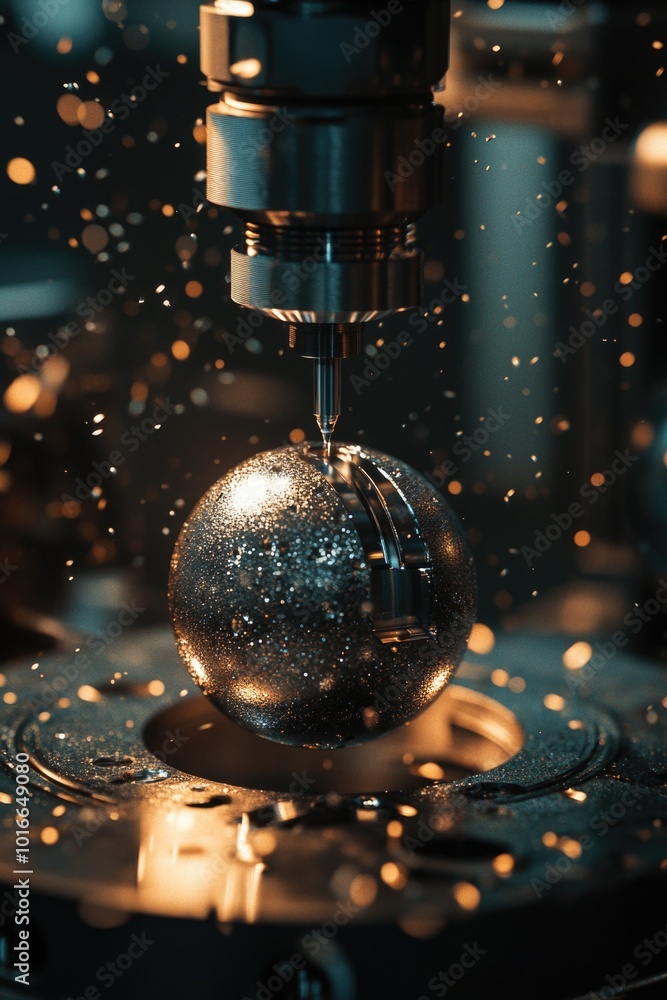 Aufkleber a detailed shot of a machine featuring a ball on top, perfect for illustrating technical or mechanic