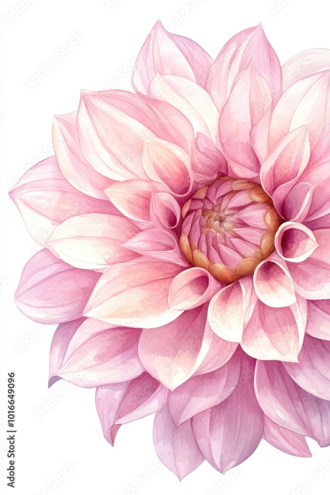 Poster a close up view of a pink flower on a white background, perfect for use in designs and illustrations