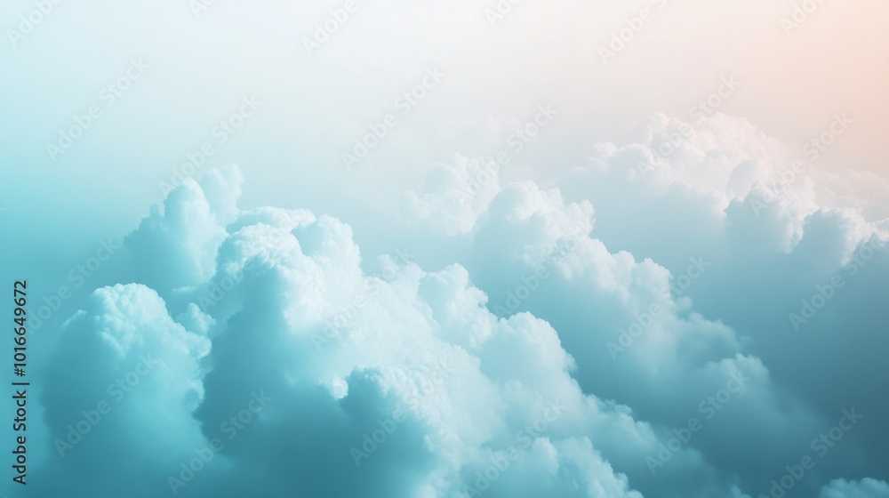 Fototapete A smooth gradient of cloud-like formations in pastel white and blue, transitioning into each other, evoking a calm and serene atmosphere
