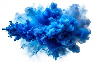 Abstract blue smoke explosion border isolated on white background