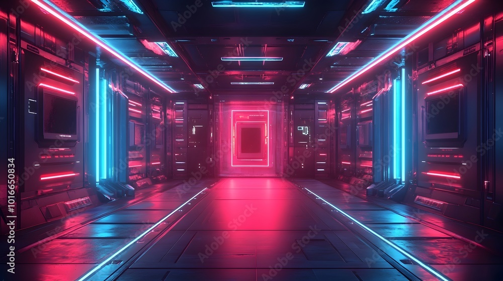 Poster futuristic glowing neon gaming backdrop with holographic interfaces geometric patterns and high tech