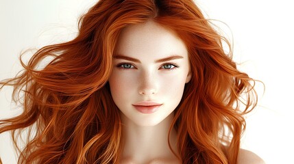 Naklejka premium Beautiful red-haired woman with flowing hair