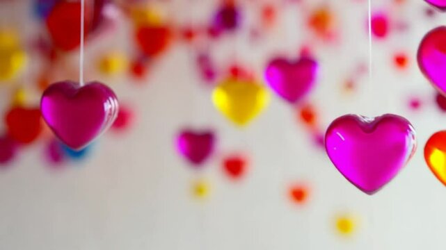 Colorful Rain of candy hearts on a white background 