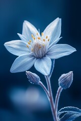 Fototapeta premium Elegant navy blue abstract flower design with glowing petals