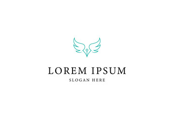angel pen logo with minimalist linear design style