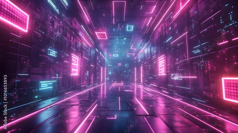 Aufkleber immersive neon drenched gaming backdrop featuring vibrant colors futuristic graphics and glowing acc