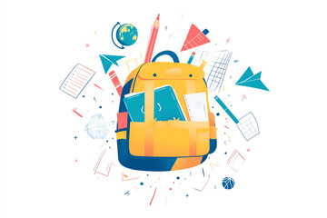 A graphic illustration of a school backpack for the new school year