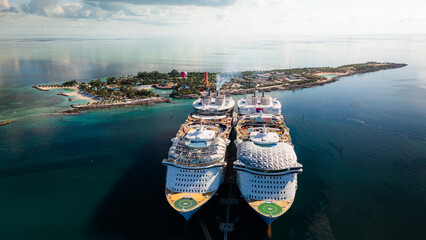 Drone of Cruise ship in the bahamas