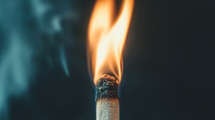 An evocative image of a burning match with vivid flame, captured against a dark space, symbolizing ignition, creation, and the delicate balance of light.