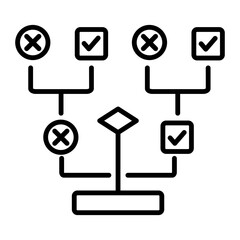 A linear icon of a decision tree, 