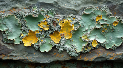 Fototapeta premium Macro close-up of lichen texture on stone