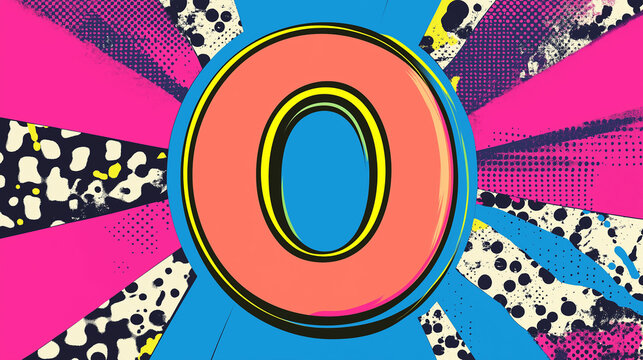 Pop art Alphabet letter O. Colorful background in pop art retro comic style.