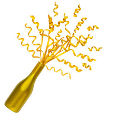 Champagne sparklers with explosion gold confetti ribbon streamer.for celebration and party...