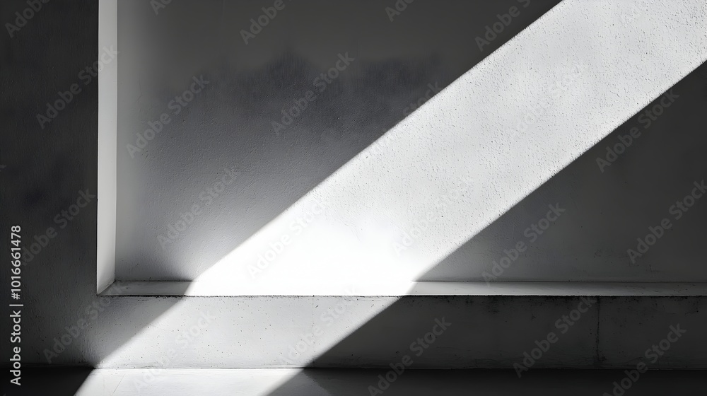 Aufkleber minimalist light and shadow play on empty wall through single window