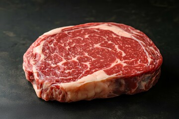 Close-up of Raw Angus Ribeye Steak, Perfect for Grilling