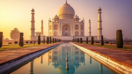 Obraz premium The Taj Mahal, an iconic landmark in Agra, India, is a magnificent palace renowned for its stunning architecture and historical significance.
