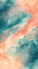 Naklejka premium A stunning abstract art piece featuring soft waves of blue and coral hues, perfect for modern decor and creative projects.