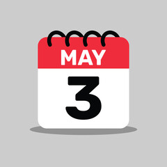 3 May Icon calendar day of the month, vector illustration design.
