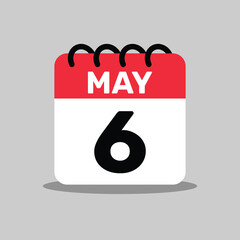 6 May Icon calendar day of the month, vector illustration design.