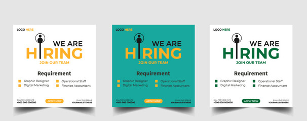 We are hiring recruitment open job vacancy design vector social media post banner template or web banner layout