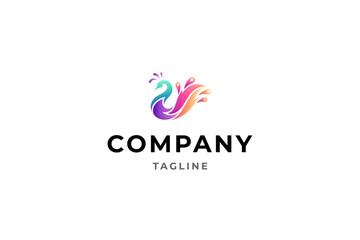 beautiful peacock vector logo design colorful gradient