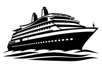 Cruise Ship Silhouette vector illustration