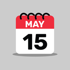 15 May Icon calendar day of the month, vector illustration design.