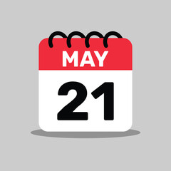 21 May Icon calendar day of the month, vector illustration design.
