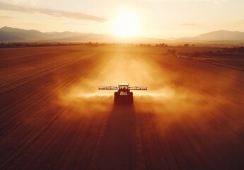 Tractor Spraying Field.