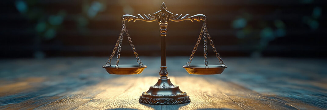 A balance scale representing the concept of justice,